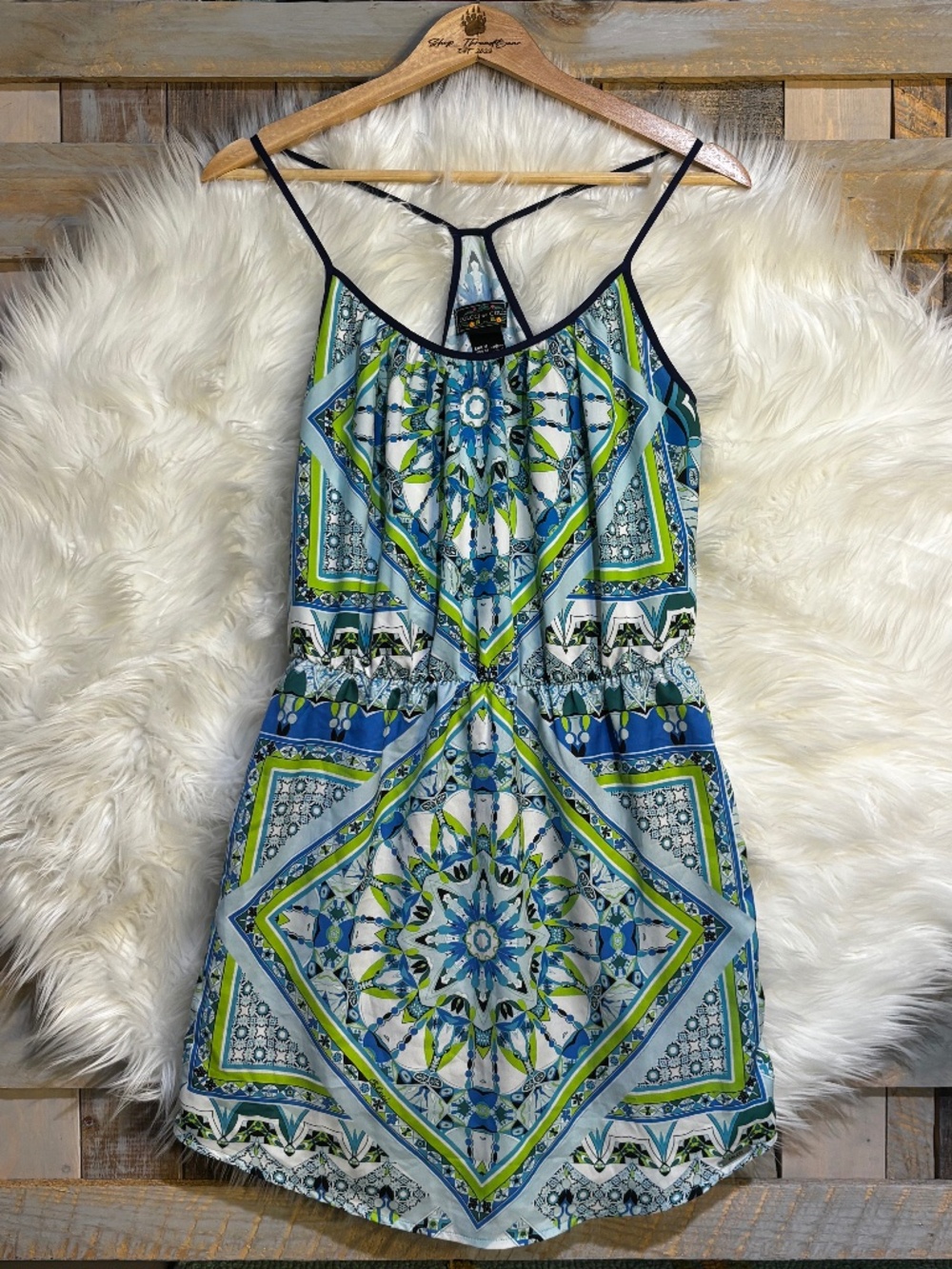 EUC [Colcci] Blue Green Mosaic Tile < Gisele > Mini Dress | Small